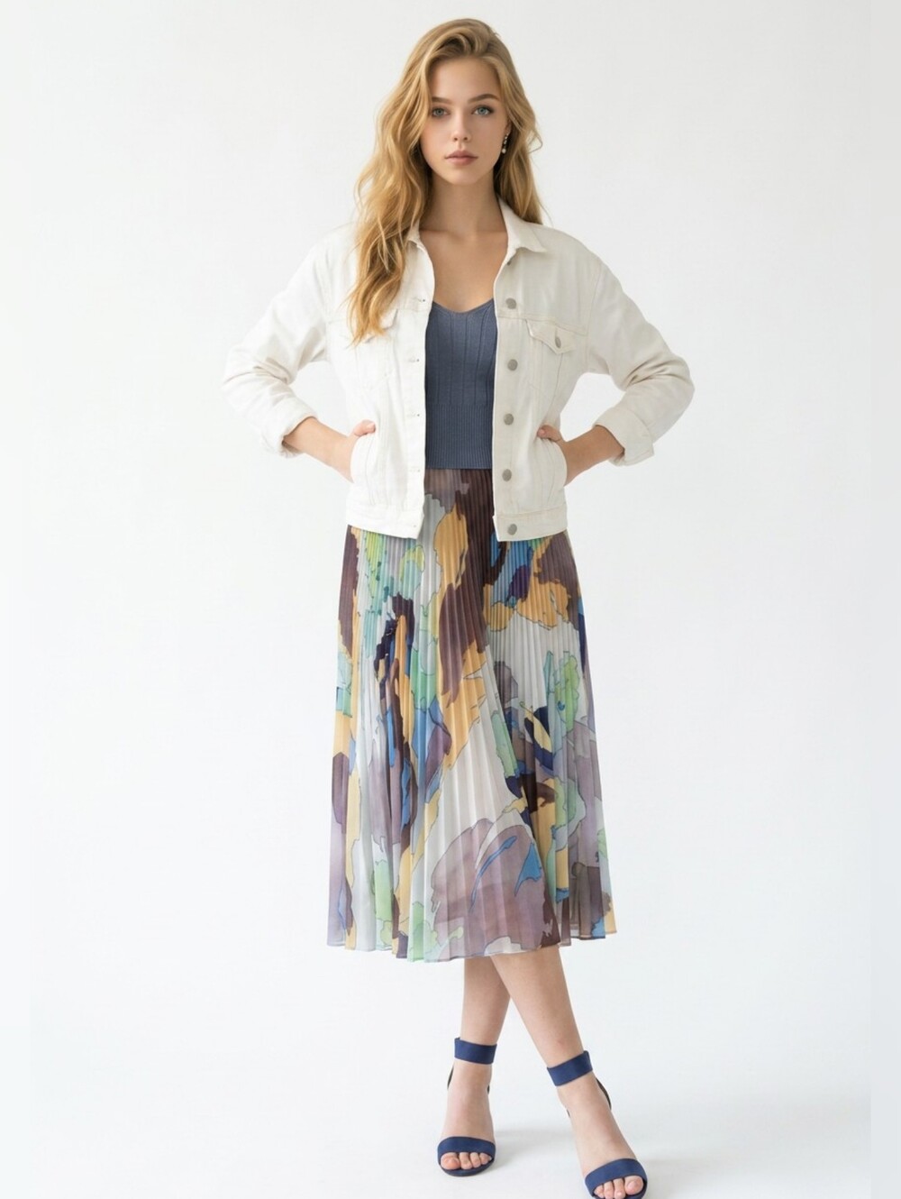 Wilfred Twirl Pleated Floral Midi Skirt in Multicolor - Picture 2 of 11